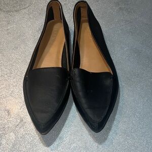 J. Crew Black Pointed Leather Flats - Women's Slip-On Loafers
